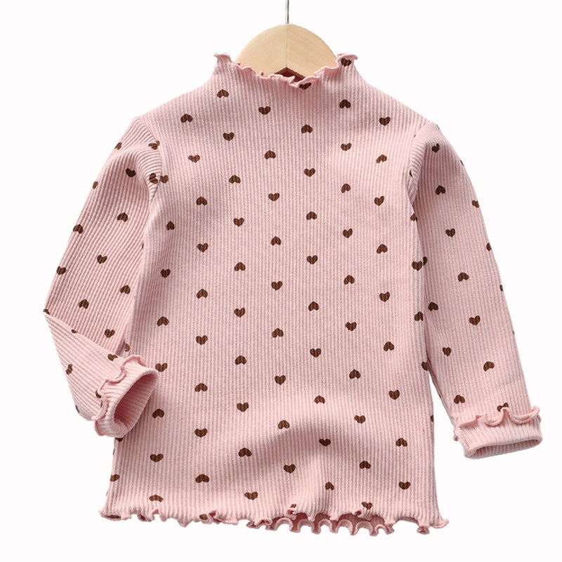 Spring & Autumn Girls' Long-sleeved Shirt, Children's Love Long-sleeved Shirt