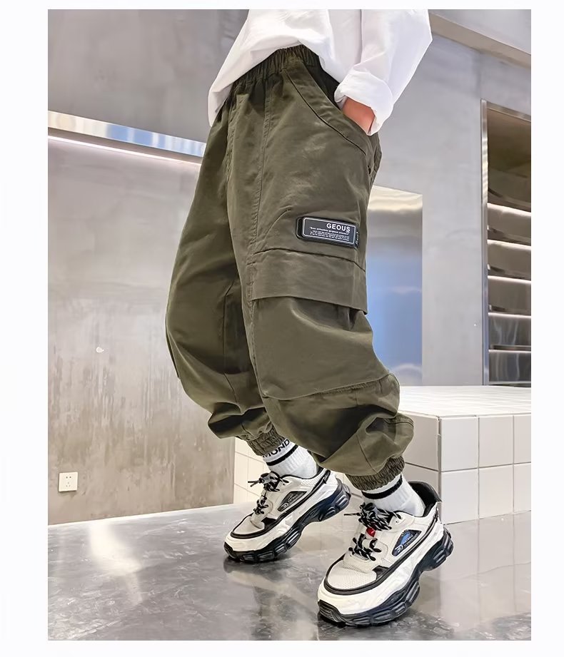 Boys' Cargo Pants, Spring & Autumn New Multi-pocket Trousers