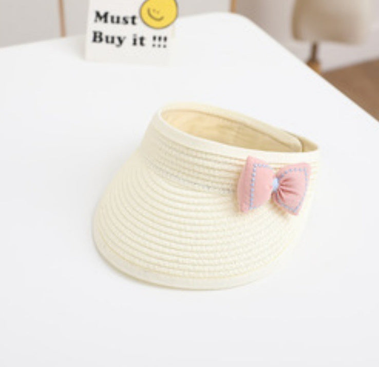 Foldable Children's Hat Summer Korean Style Bow Straw Sunshade