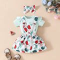 Baby Girl's Summer Short-sleeved Top Suspender Skirt Suit Set