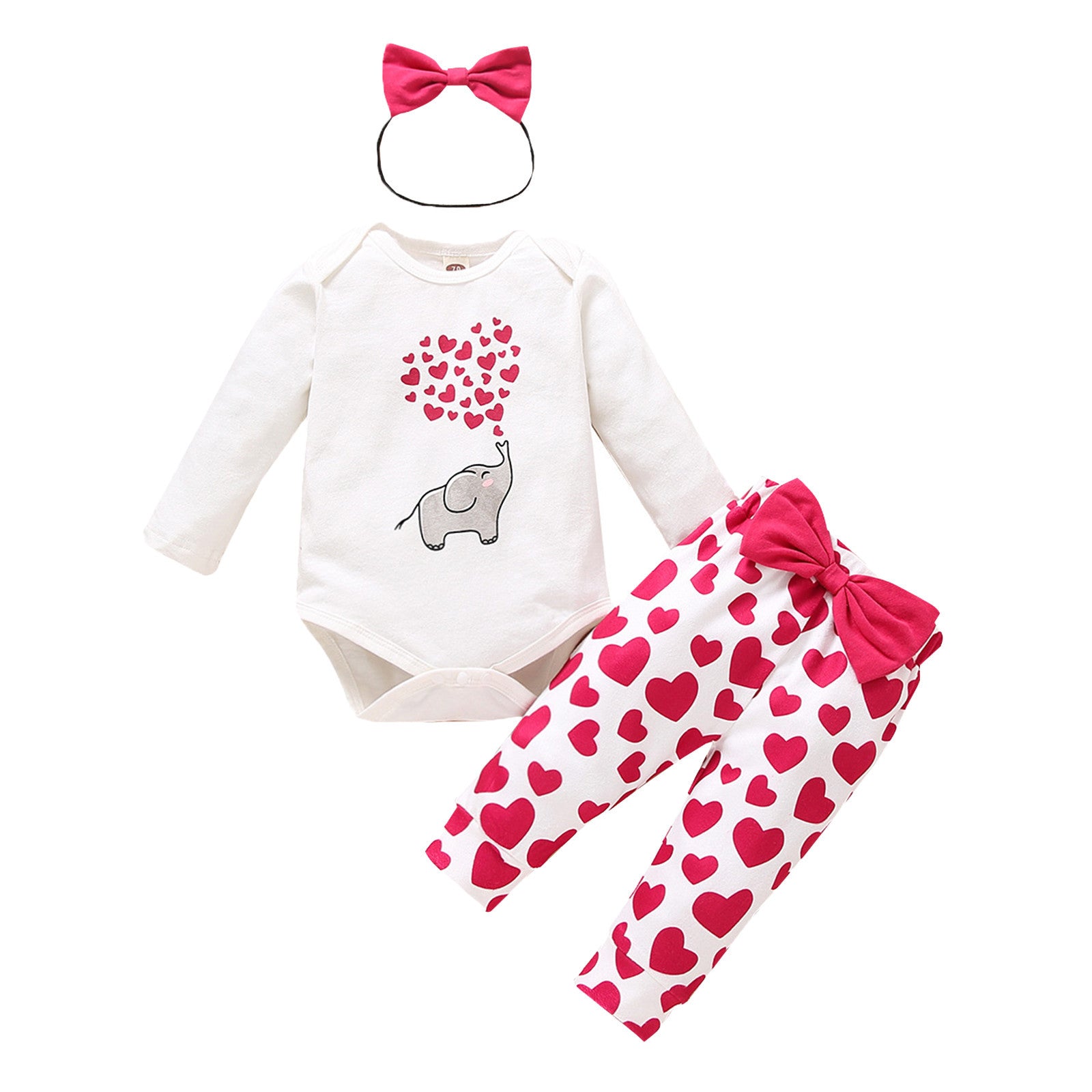Baby Valentine's Day Long Sleeve Jumpsuit Pants 3pc Set