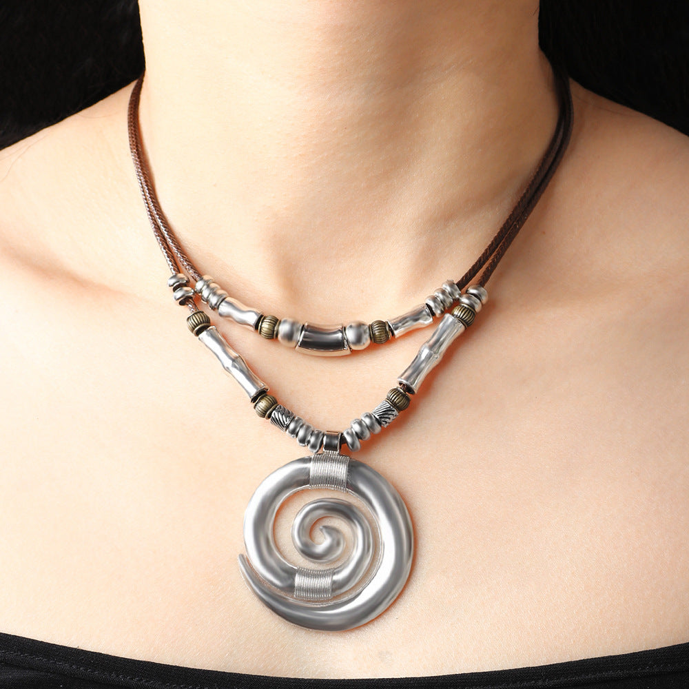 Long Vortex Totem Vintage Bohemian Beach Necklace