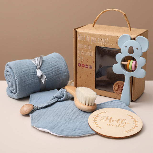 Bopoobo Set Bath Toys Set Kid Swaddle Wrap Baby Milestones Gift Box Set Girl Boy