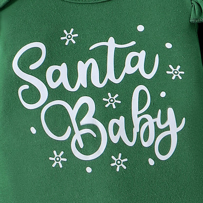 Infant Christmas Striped Letter Print Two-Piece Set - Fall/Winter