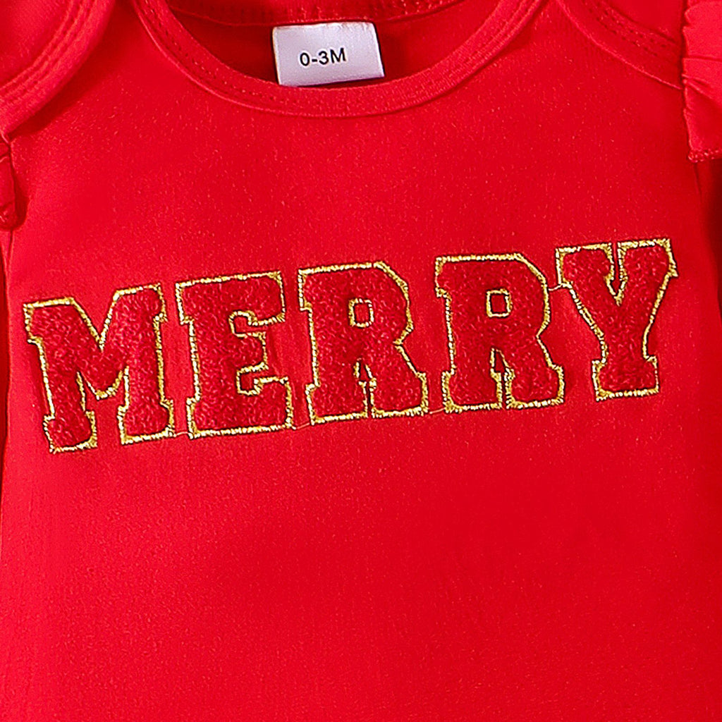 Infant Christmas Striped Letter Print Two-Piece Set - Fall/Winter