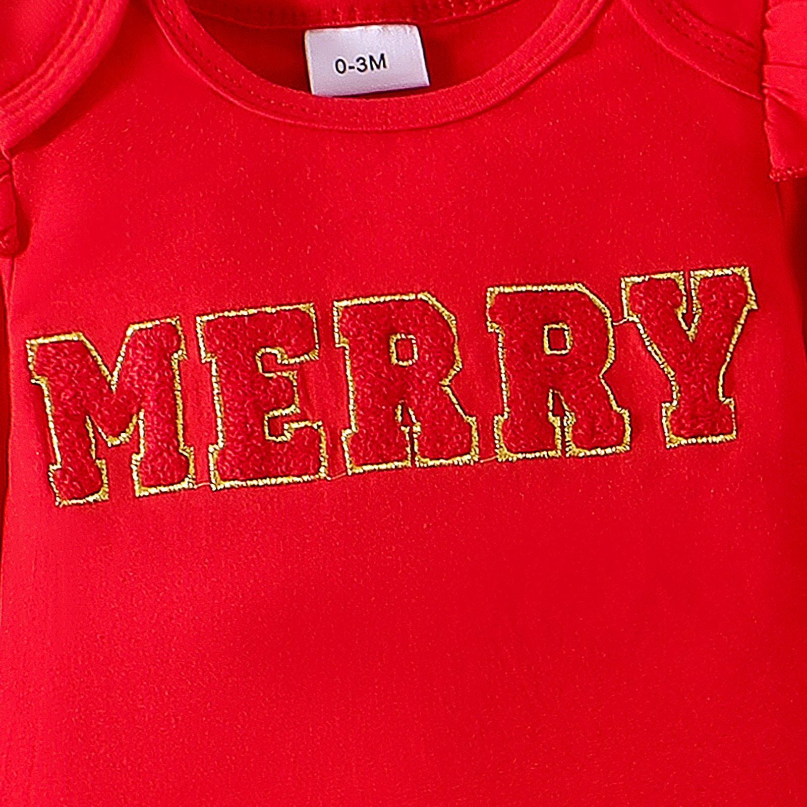 Infant Christmas Striped Letter Print Two-Piece Set - Fall/Winter