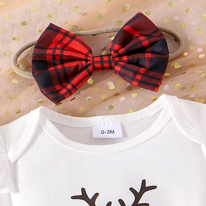 Infant Christmas Striped Letter Print Two-Piece Set - Fall/Winter