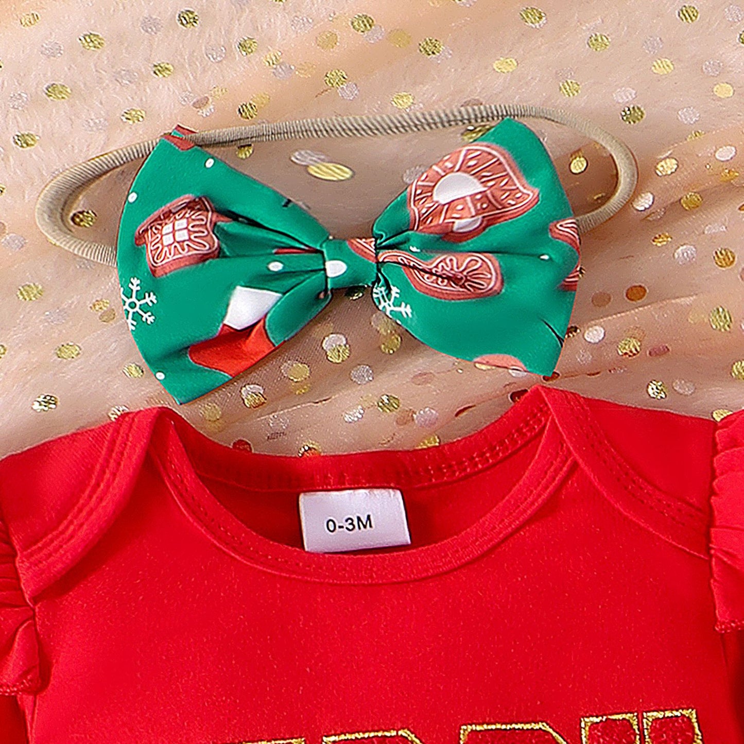 Infant Christmas Striped Letter Print Two-Piece Set - Fall/Winter