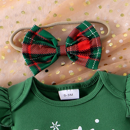 Infant Christmas Striped Letter Print Two-Piece Set - Fall/Winter